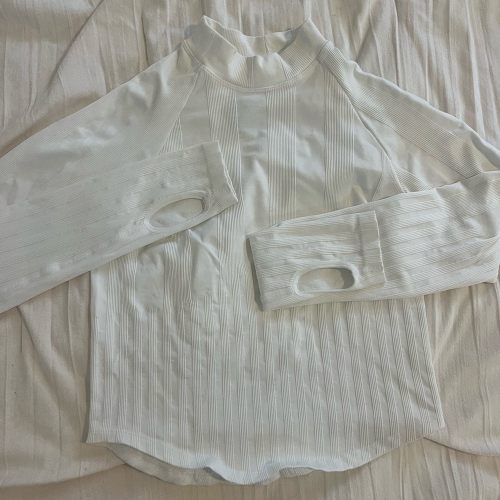 FP Movement by Free People White Long Sleeve Tee Mock Neck